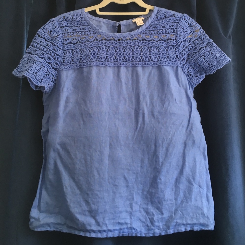 J.Crew | Linen & Crochet Blouse